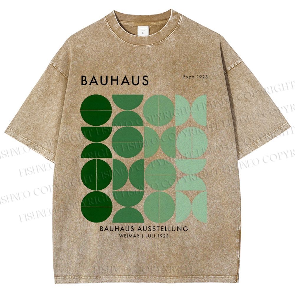 Unisex Bauhaus Gradient Geometry Printed Washed Tee