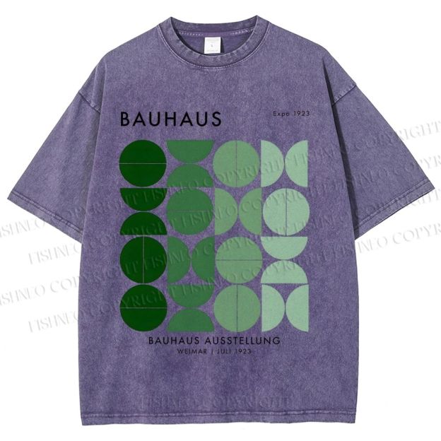 Unisex Bauhaus Gradient Geometry Printed Washed Tee