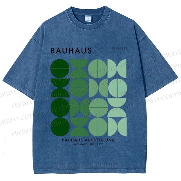 Unisex Bauhaus Gradient Geometry Printed Washed Tee