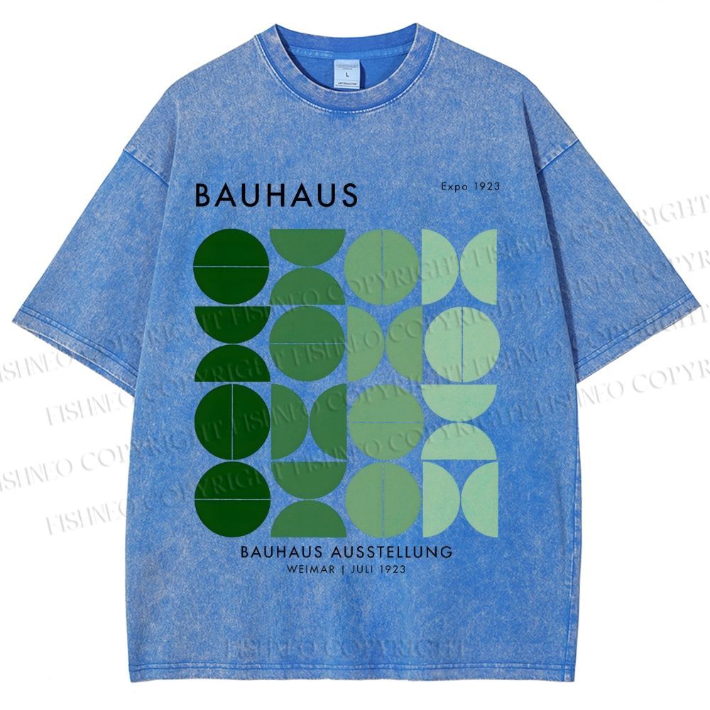 Unisex Bauhaus Gradient Geometry Printed Washed Tee