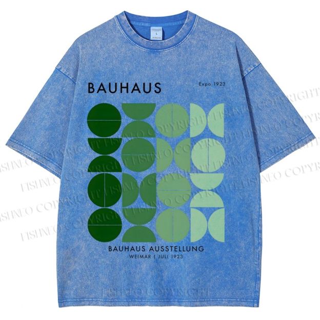 Unisex Bauhaus Gradient Geometry Printed Washed Tee
