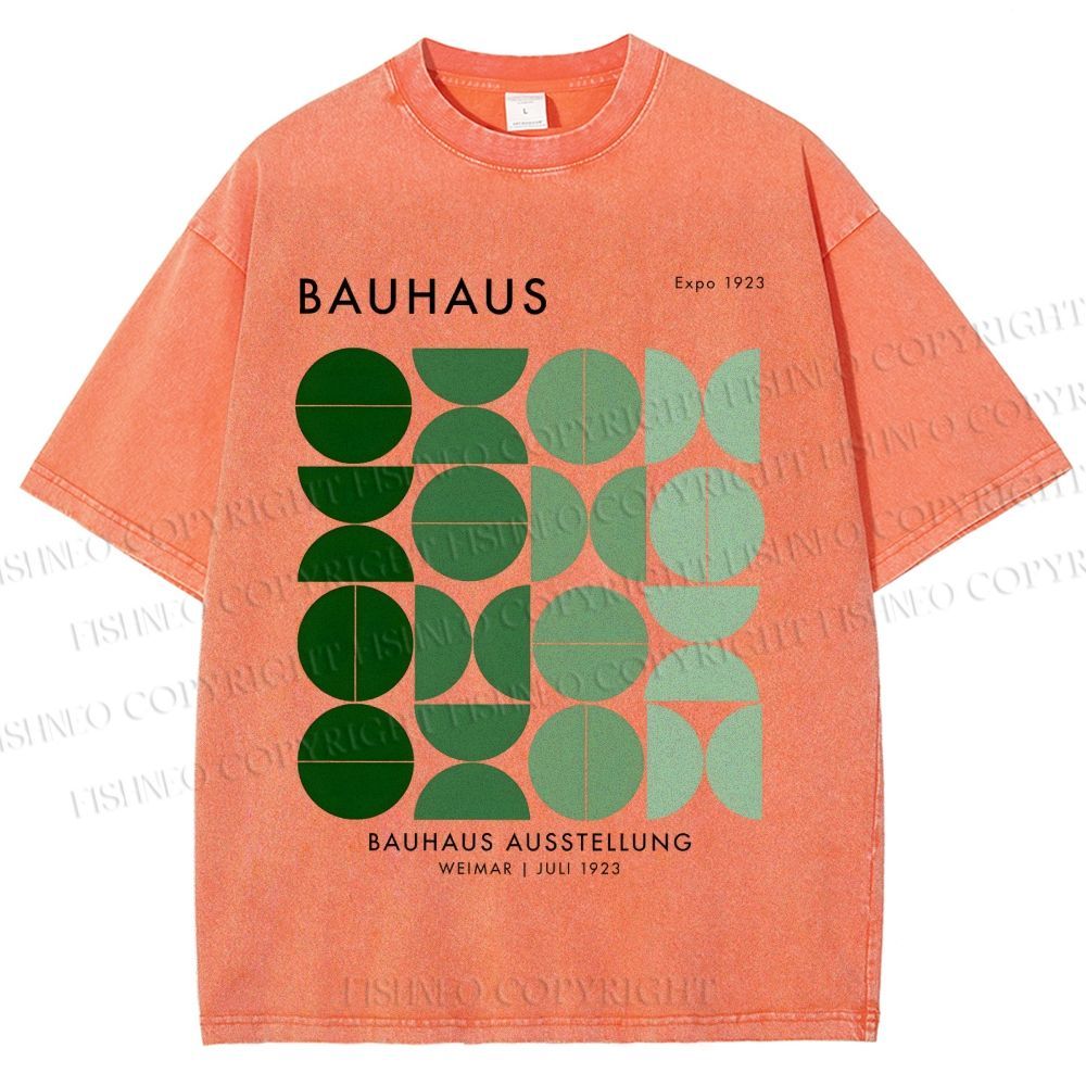 Unisex Bauhaus Gradient Geometry Printed Washed Tee