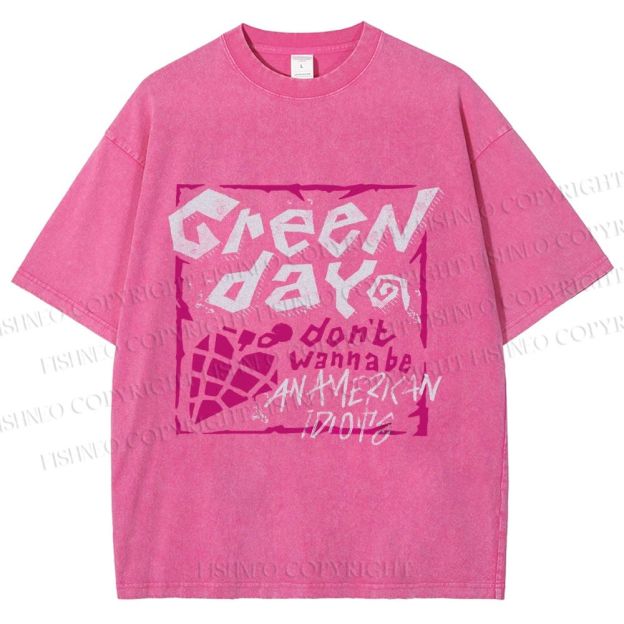 Unisex Dont Wanna Be Idiots Green Day Graffiti Printed Washed Tee