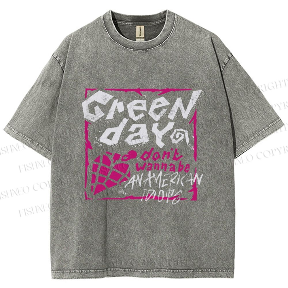 Unisex Dont Wanna Be Idiots Green Day Graffiti Printed Washed Tee