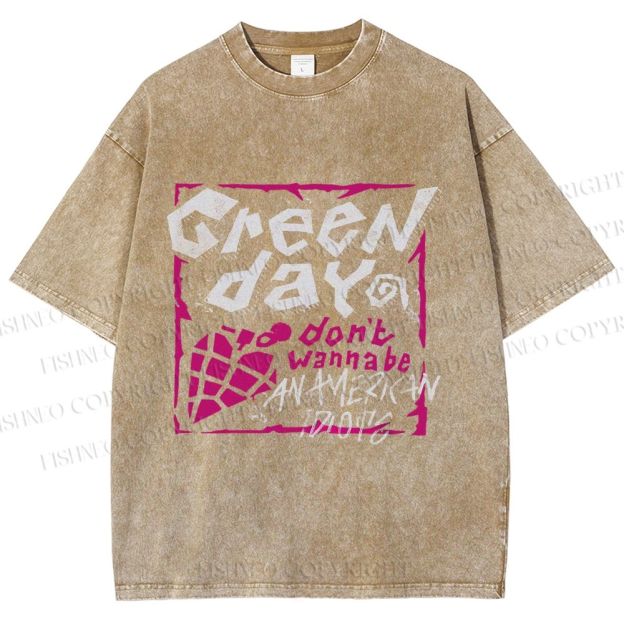 Unisex Dont Wanna Be Idiots Green Day Graffiti Printed Washed Tee