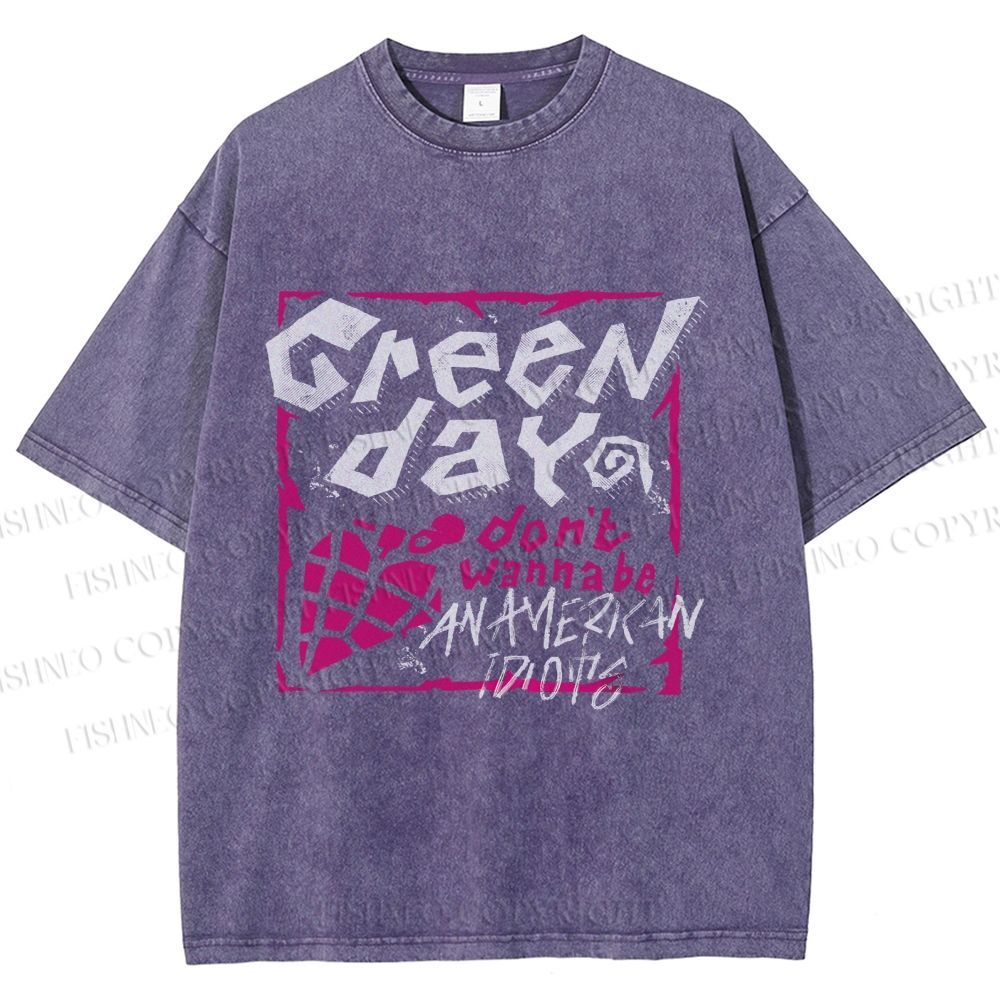 Unisex Dont Wanna Be Idiots Green Day Graffiti Printed Washed Tee