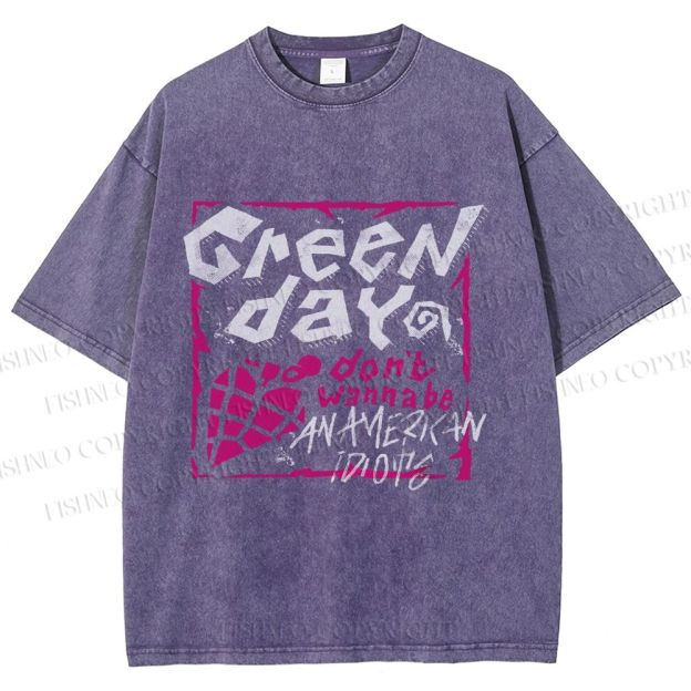 Unisex Dont Wanna Be Idiots Green Day Graffiti Printed Washed Tee