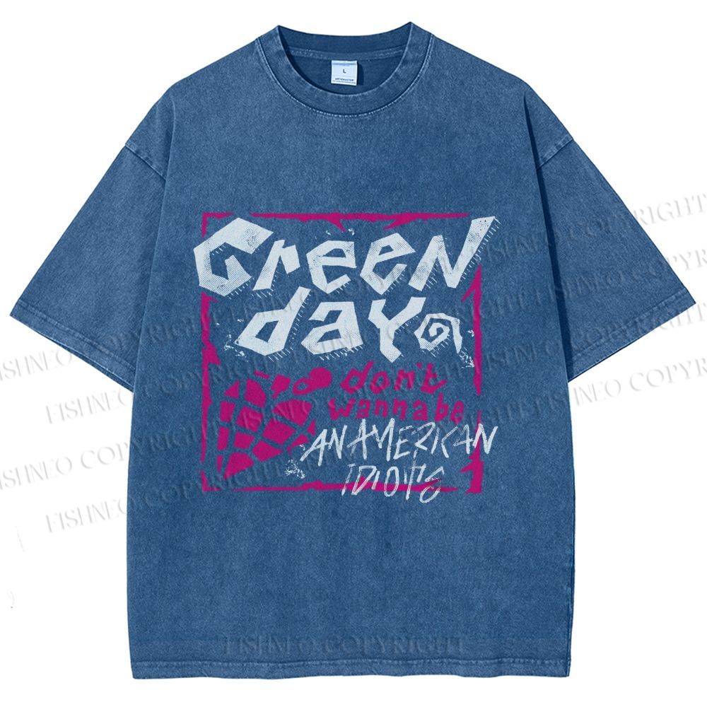 Unisex Dont Wanna Be Idiots Green Day Graffiti Printed Washed Tee