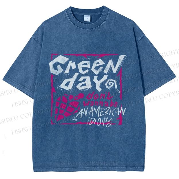 Unisex Dont Wanna Be Idiots Green Day Graffiti Printed Washed Tee