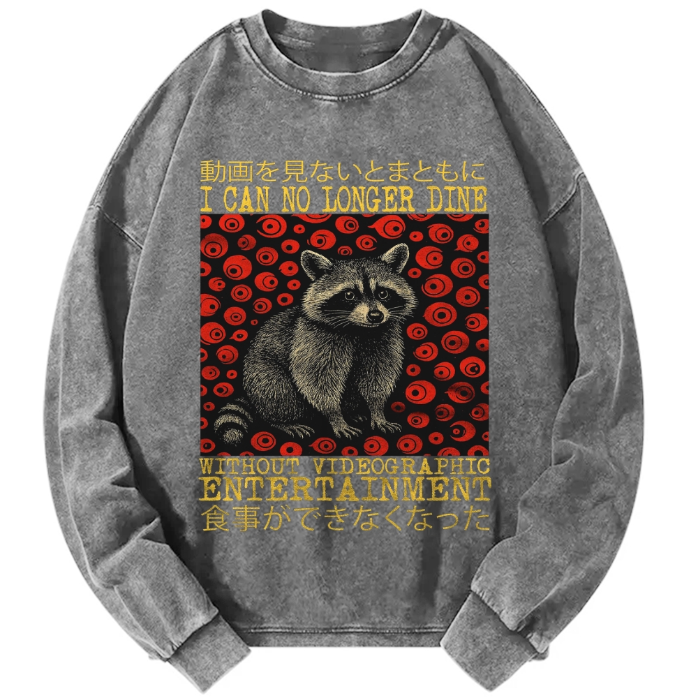Unisex I can no longer dine Raccoon Vintage Japanese Funny Raccoon Shirt Meme Vintage Washed Sweatshirts