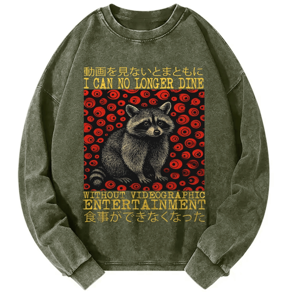 Unisex I can no longer dine Raccoon Vintage Japanese Funny Raccoon Shirt Meme Vintage Washed Sweatshirts