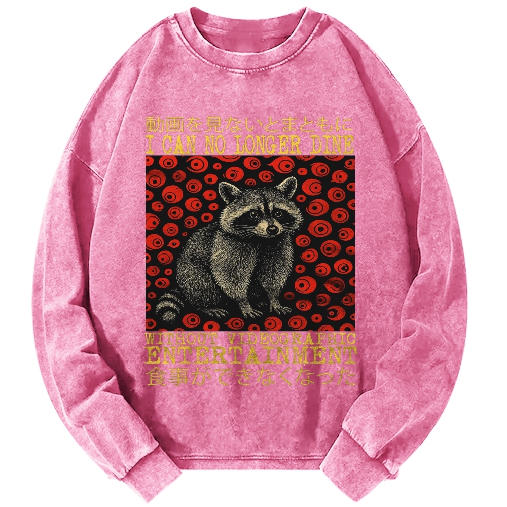 Unisex I can no longer dine Raccoon Vintage Japanese Funny Raccoon Shirt Meme Vintage Washed Sweatshirts
