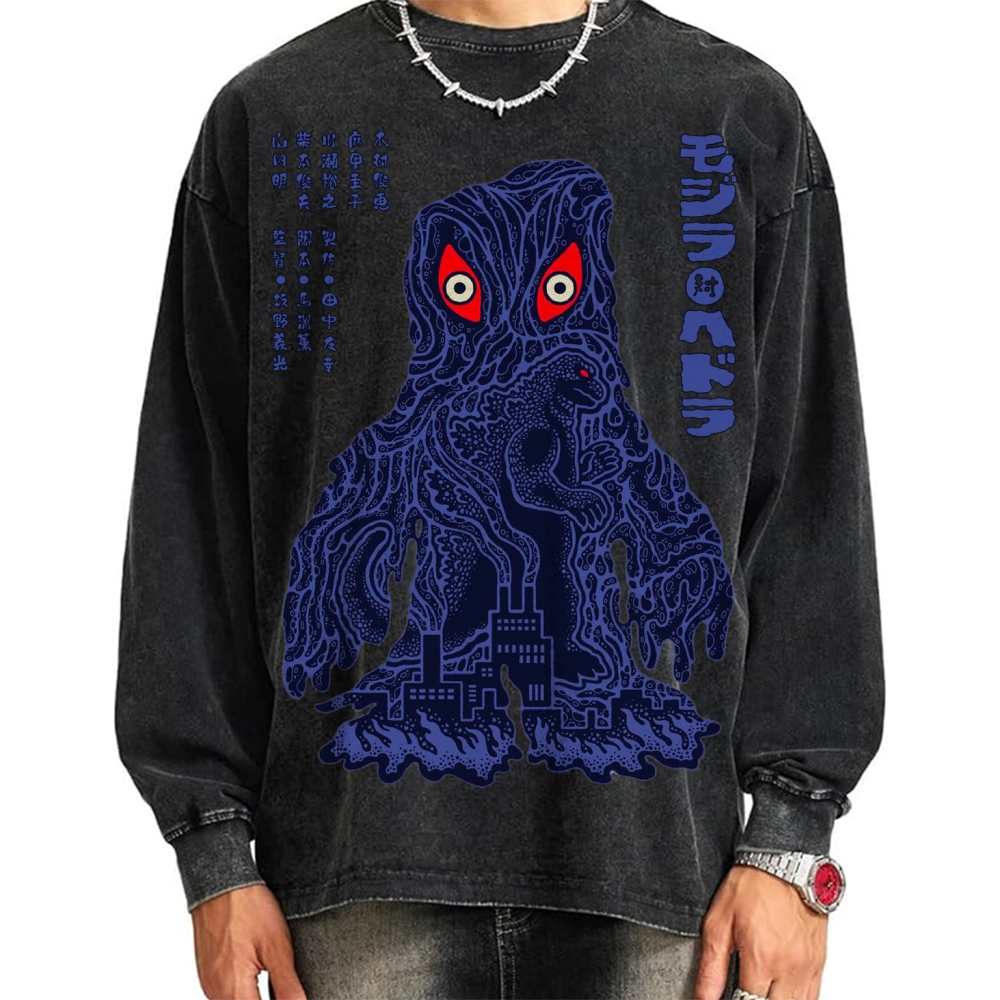 Unisex Japanese Monster Vintage Washed Sweatshirts