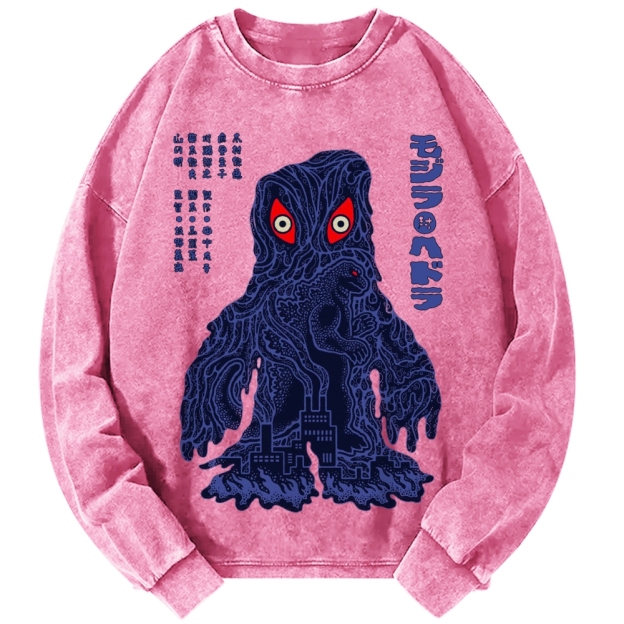 Unisex Japanese Monster Vintage Washed Sweatshirts
