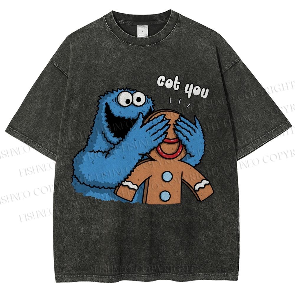 Unisex Got You Cookie Monster Printed Washed Tee