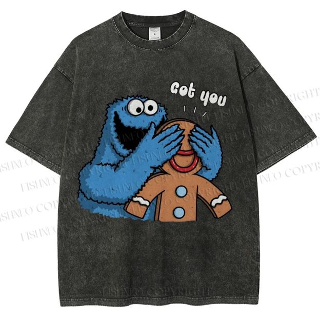 Unisex Got You Cookie Monster Printed Washed Tee