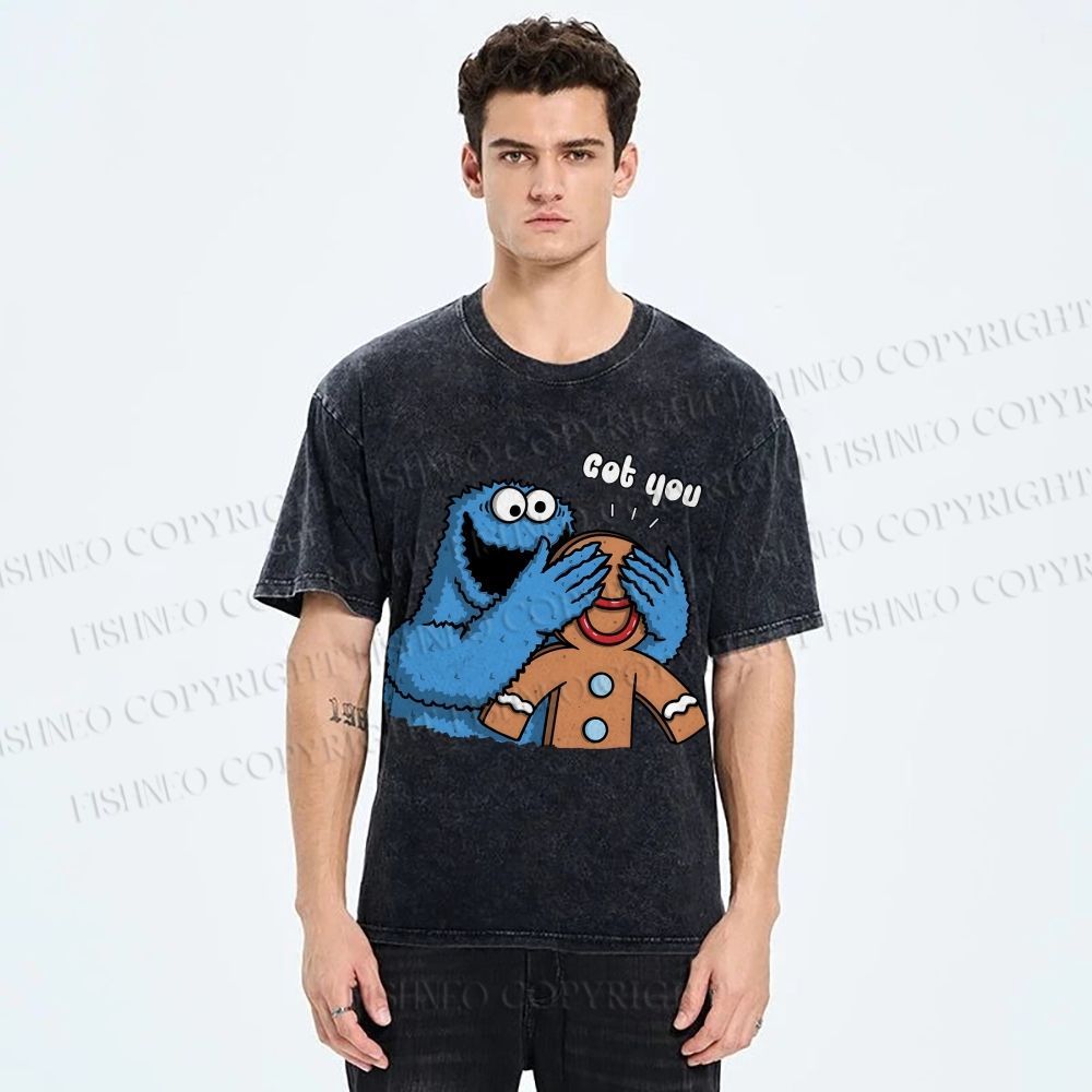 Unisex Got You Cookie Monster Printed Washed Tee