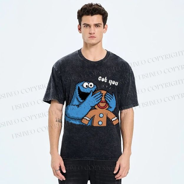 Unisex Got You Cookie Monster Printed Washed Tee