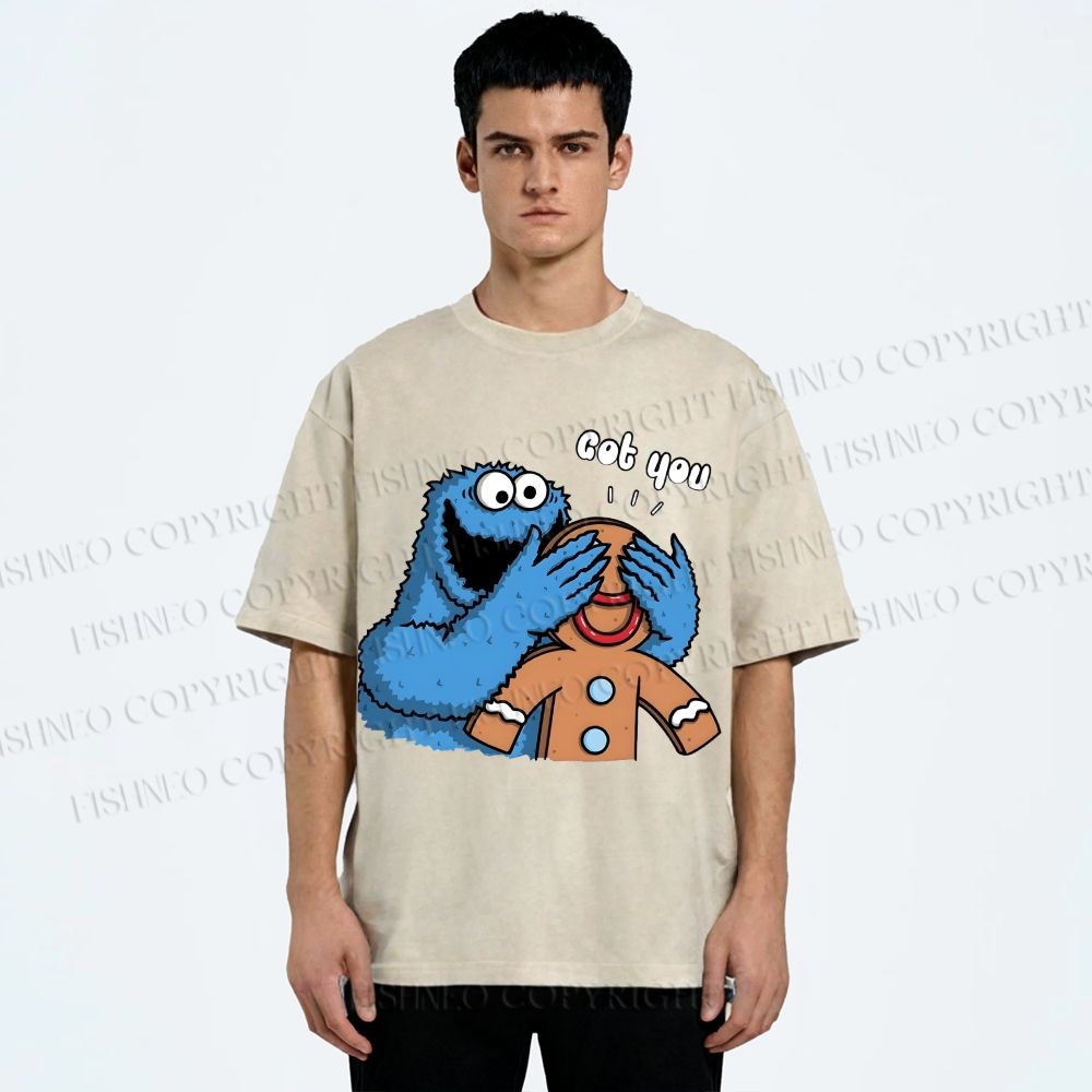 Unisex Got You Cookie Monster Printed Washed Tee