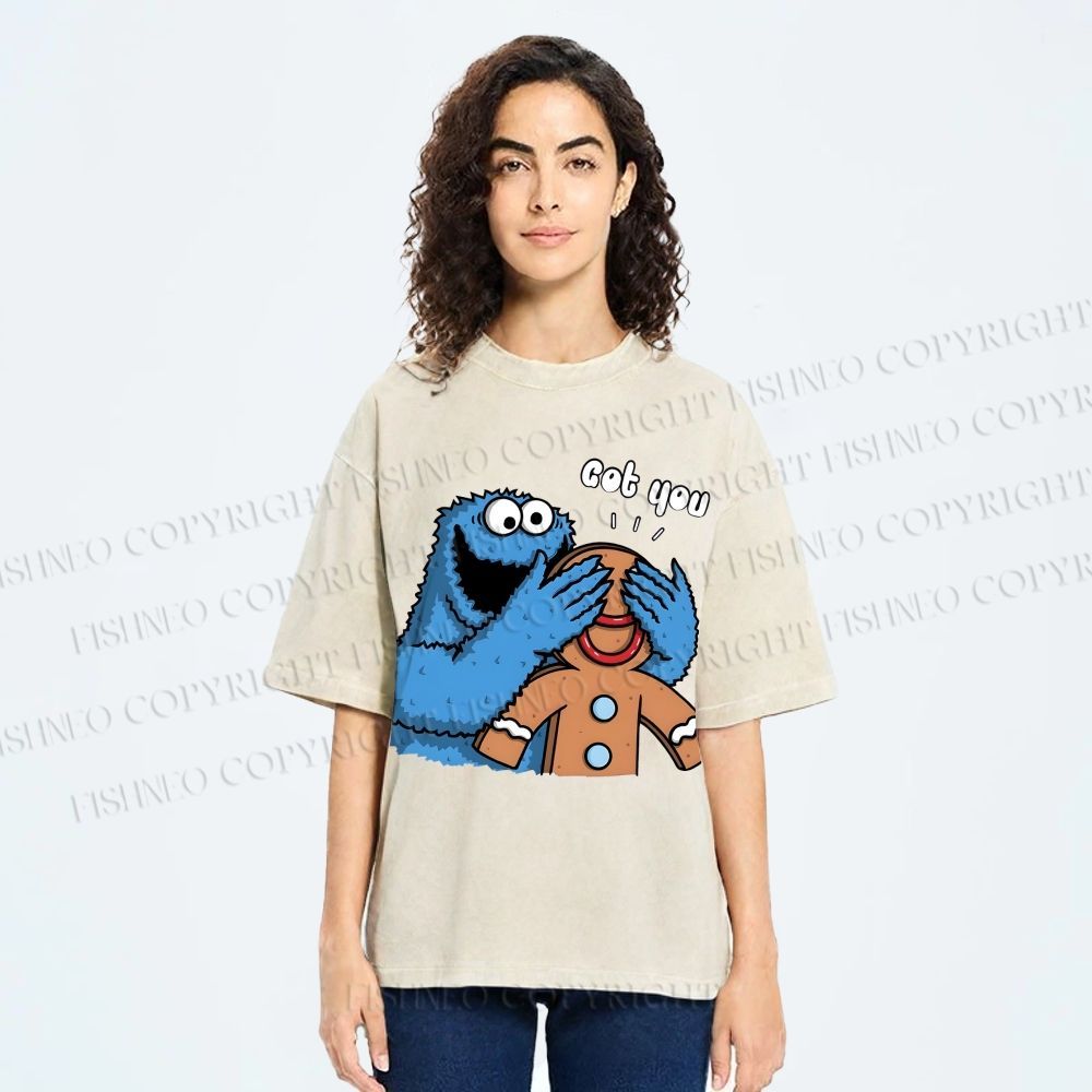 Unisex Got You Cookie Monster Printed Washed Tee