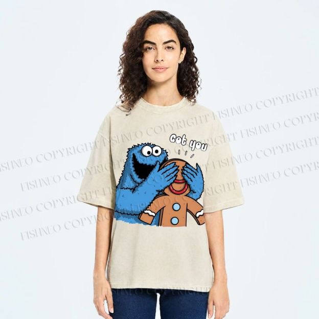 Unisex Got You Cookie Monster Printed Washed Tee