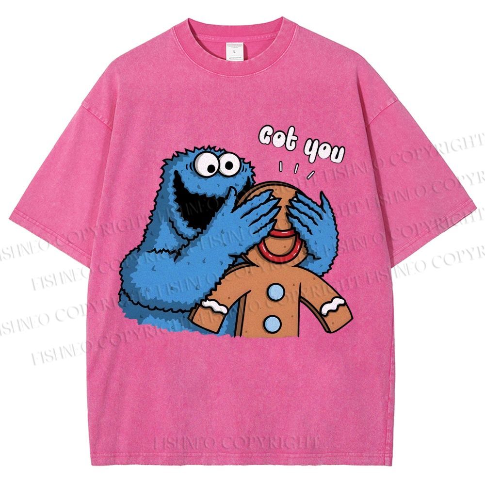 Unisex Got You Cookie Monster Printed Washed Tee