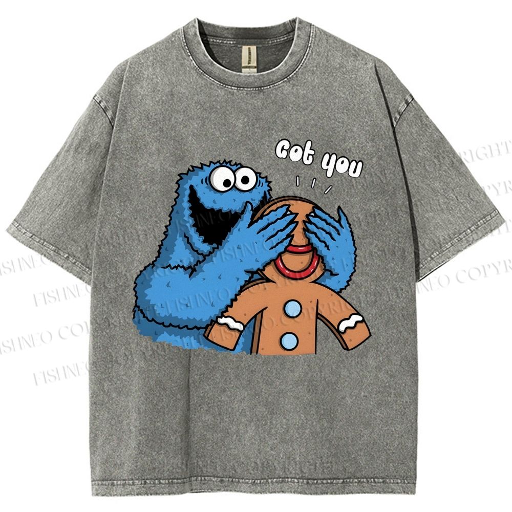 Unisex Got You Cookie Monster Printed Washed Tee