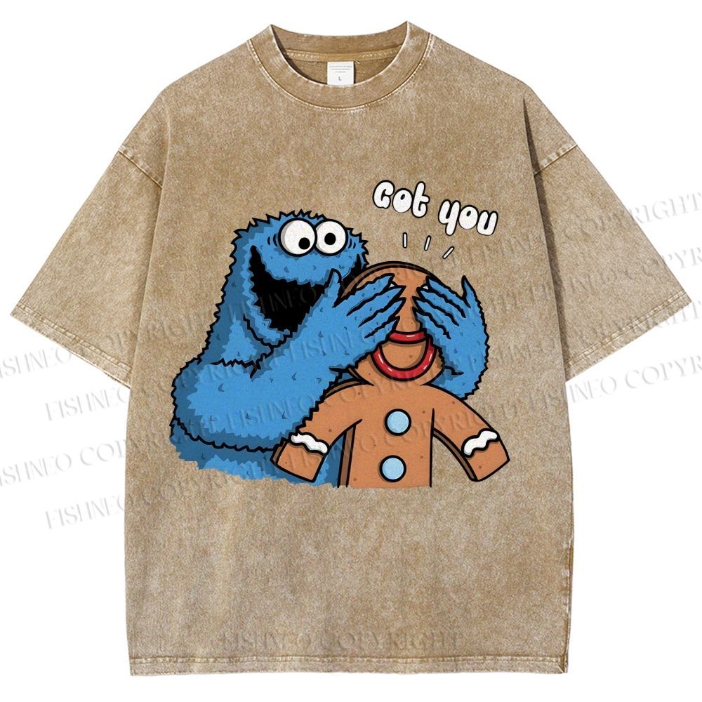Unisex Got You Cookie Monster Printed Washed Tee