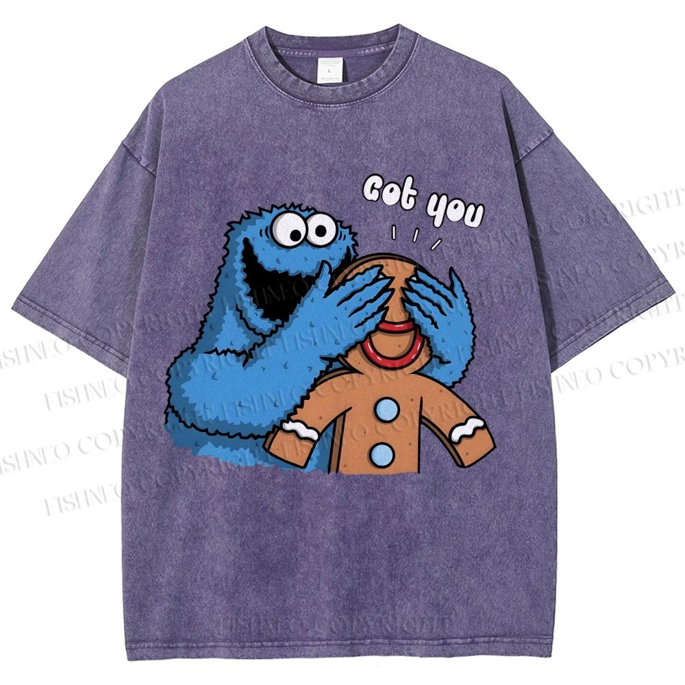 Unisex Got You Cookie Monster Printed Washed Tee