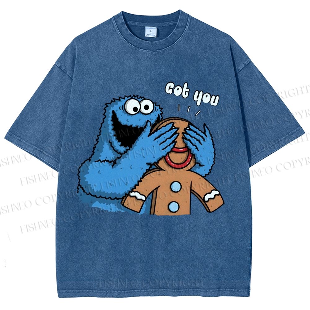 Unisex Got You Cookie Monster Printed Washed Tee