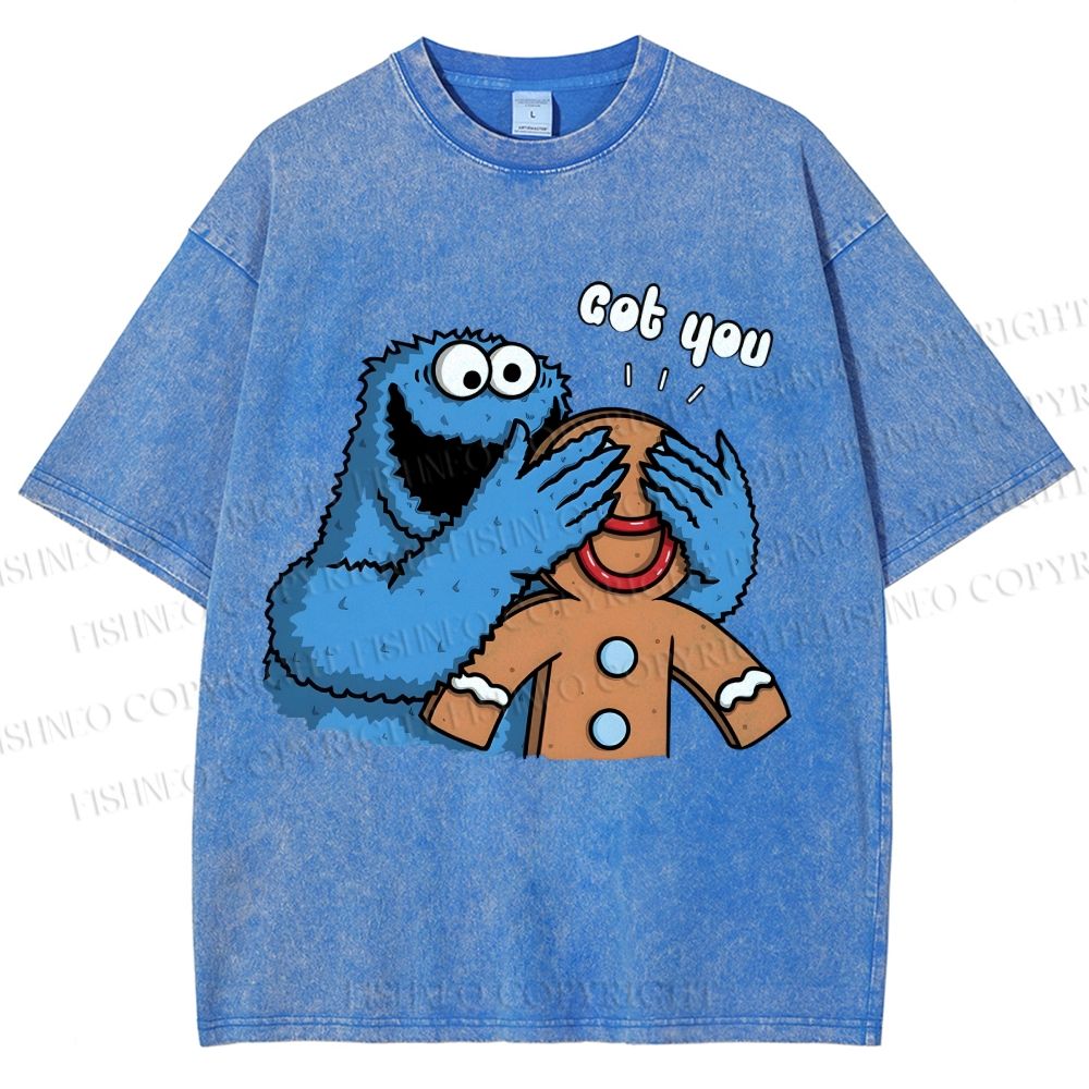 Unisex Got You Cookie Monster Printed Washed Tee