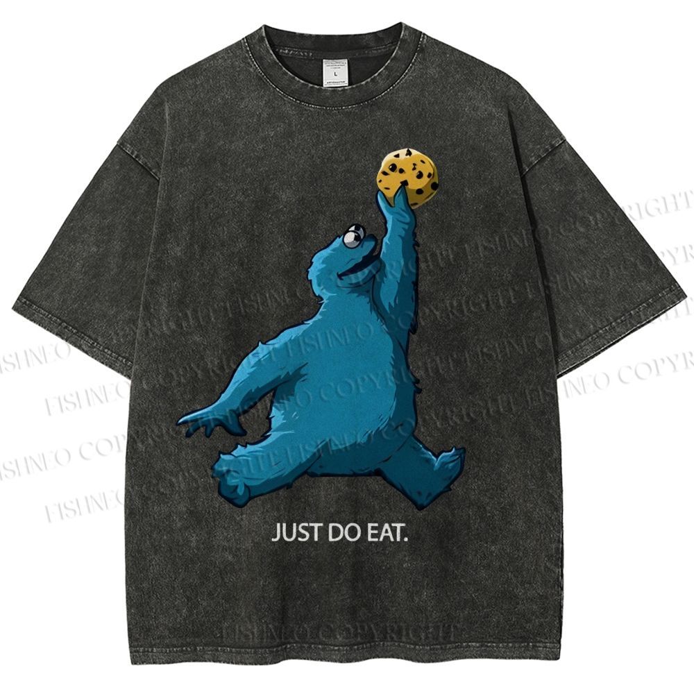 Unisex Just Do Eat Cookie Monster Printed Washed Tee
