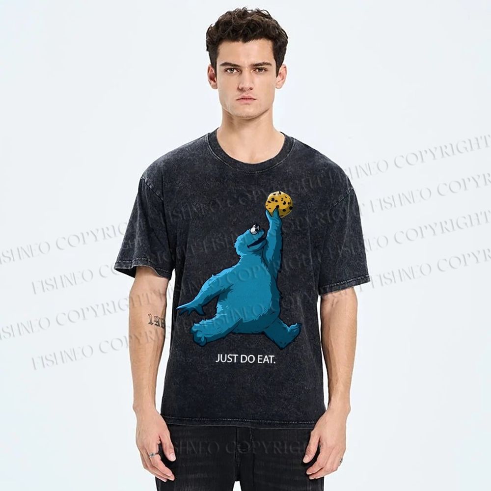Unisex Just Do Eat Cookie Monster Printed Washed Tee