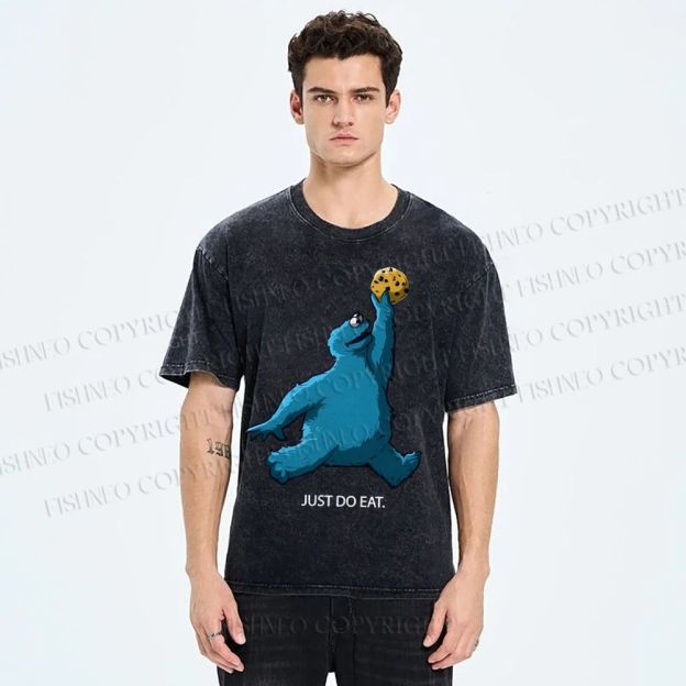 Unisex Just Do Eat Cookie Monster Printed Washed Tee