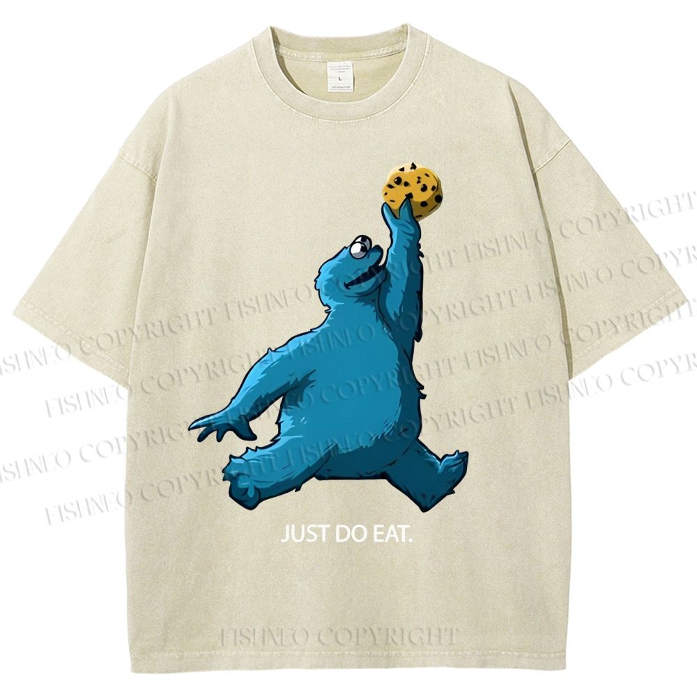Unisex Just Do Eat Cookie Monster Printed Washed Tee