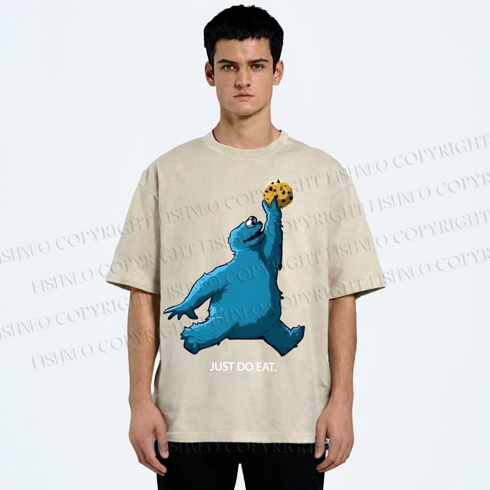 Unisex Just Do Eat Cookie Monster Printed Washed Tee