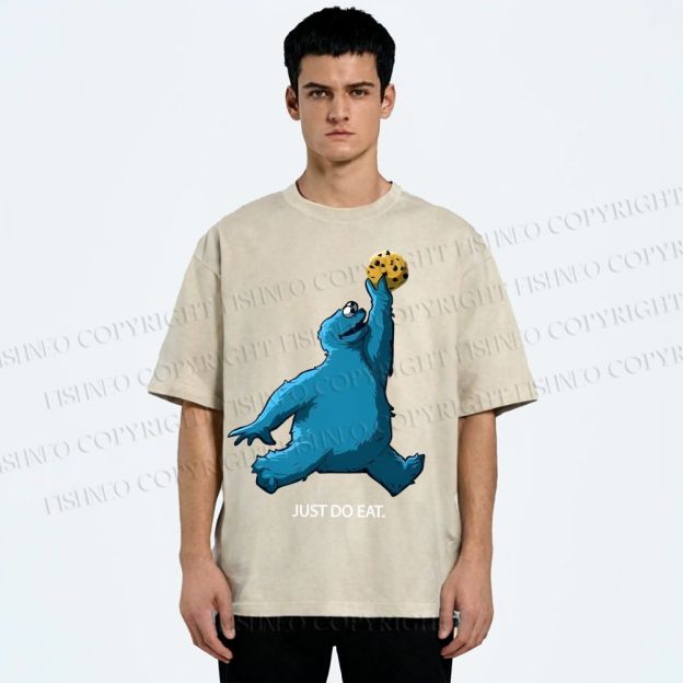 Unisex Just Do Eat Cookie Monster Printed Washed Tee