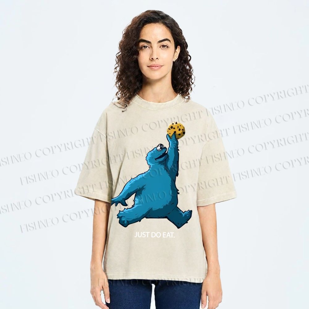 Unisex Just Do Eat Cookie Monster Printed Washed Tee