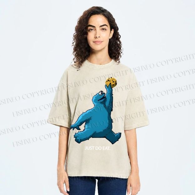 Unisex Just Do Eat Cookie Monster Printed Washed Tee