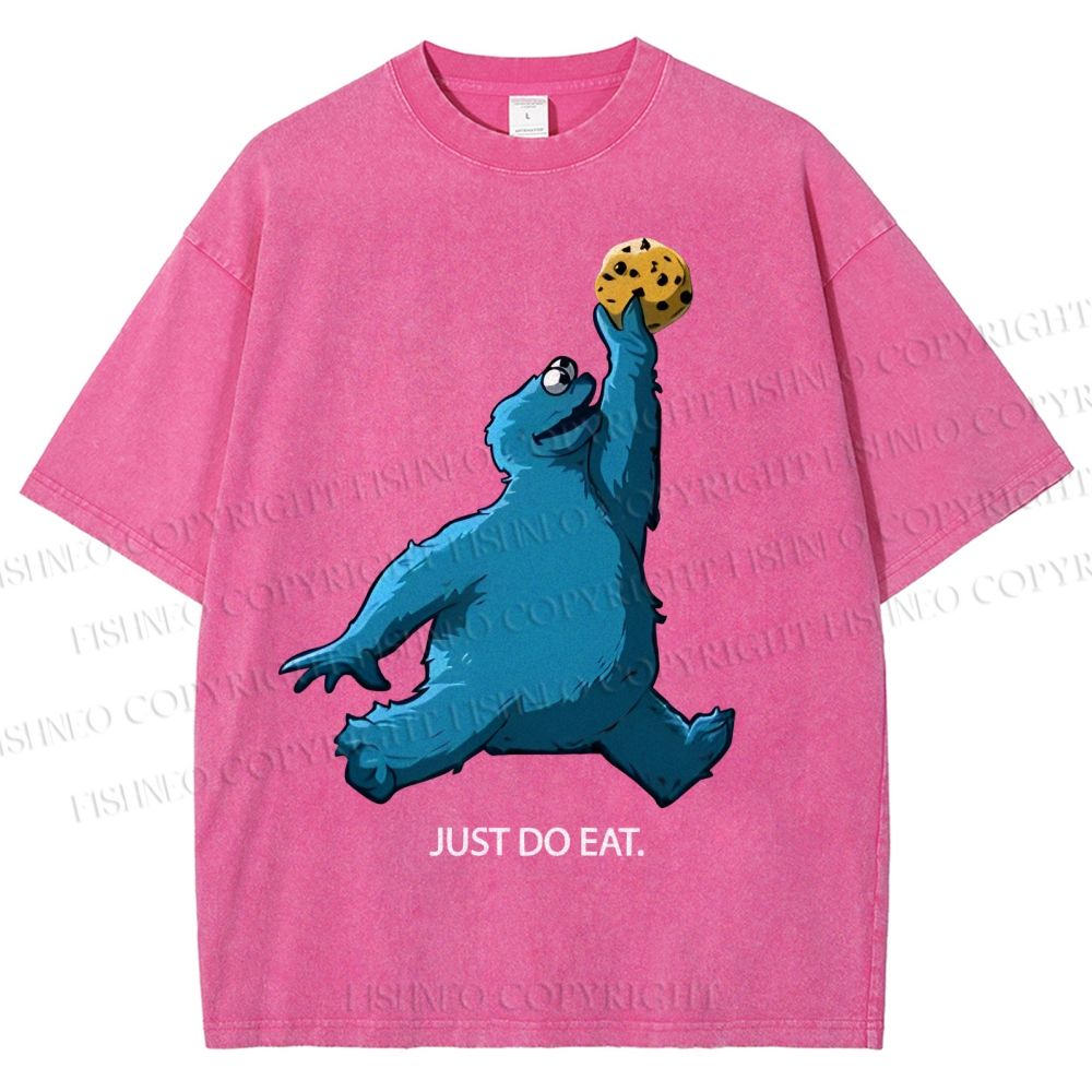 Unisex Just Do Eat Cookie Monster Printed Washed Tee