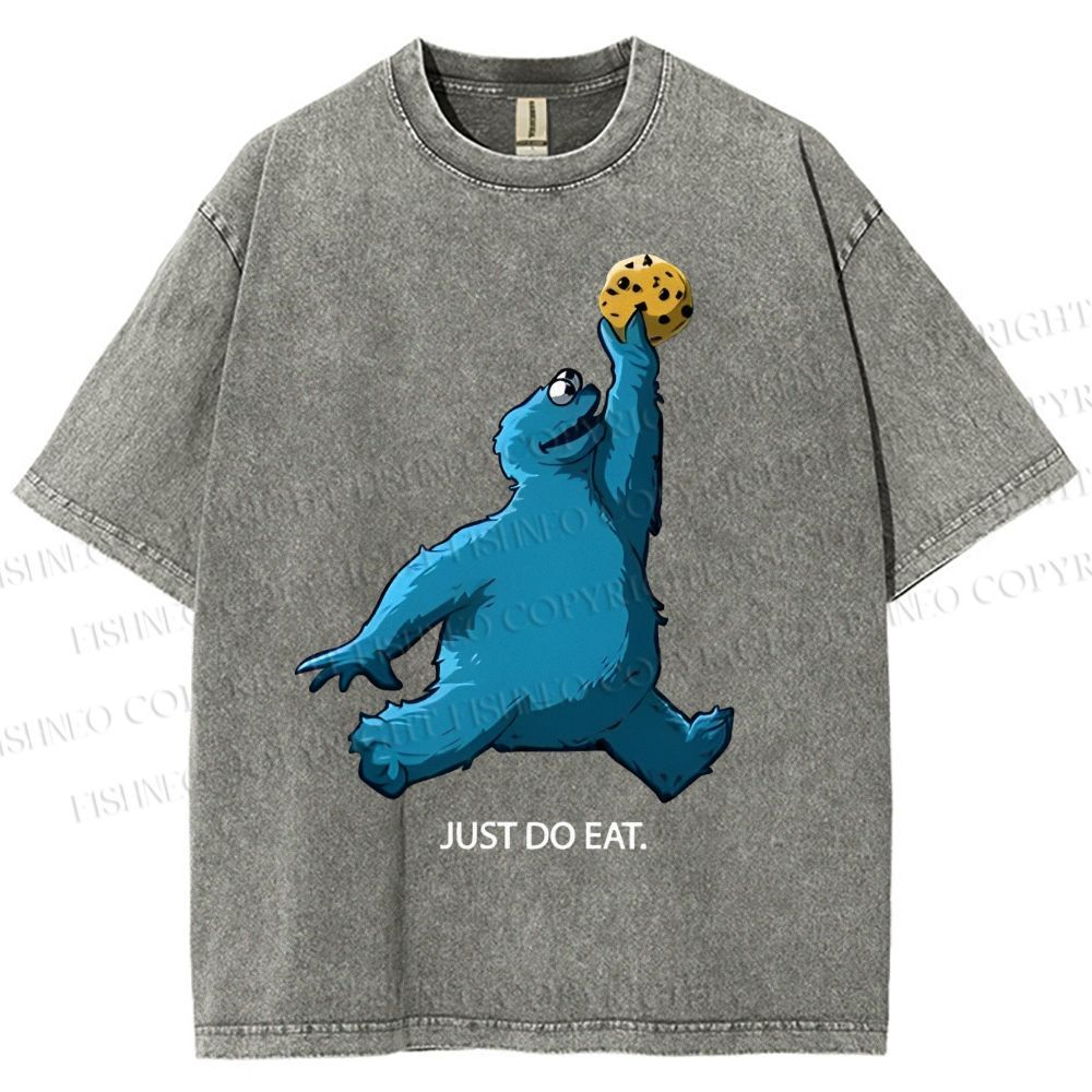Unisex Just Do Eat Cookie Monster Printed Washed Tee
