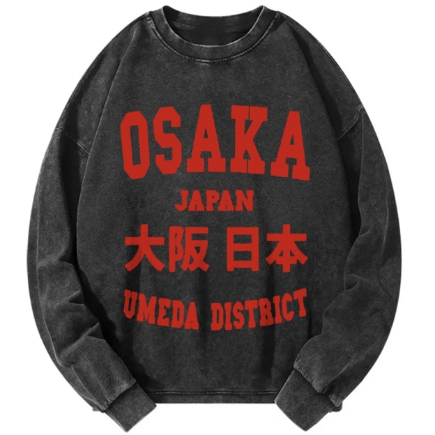 Unisex Osaka Japan Vintage Washed Sweatshirts