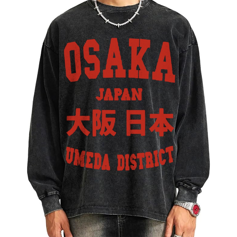 Unisex Osaka Japan Vintage Washed Sweatshirts