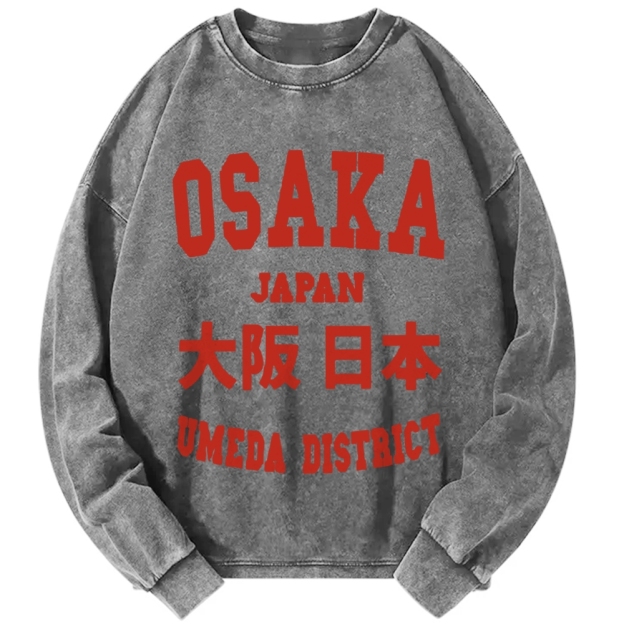 Unisex Osaka Japan Vintage Washed Sweatshirts