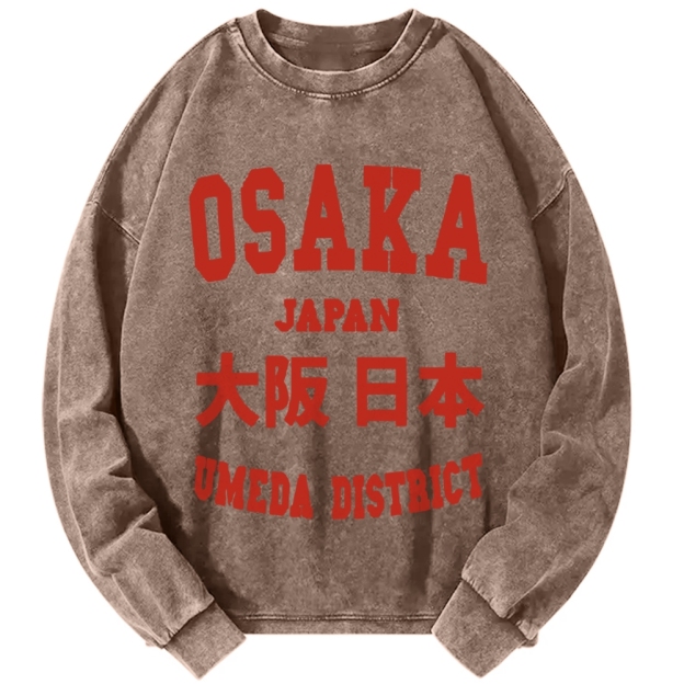 Unisex Osaka Japan Vintage Washed Sweatshirts