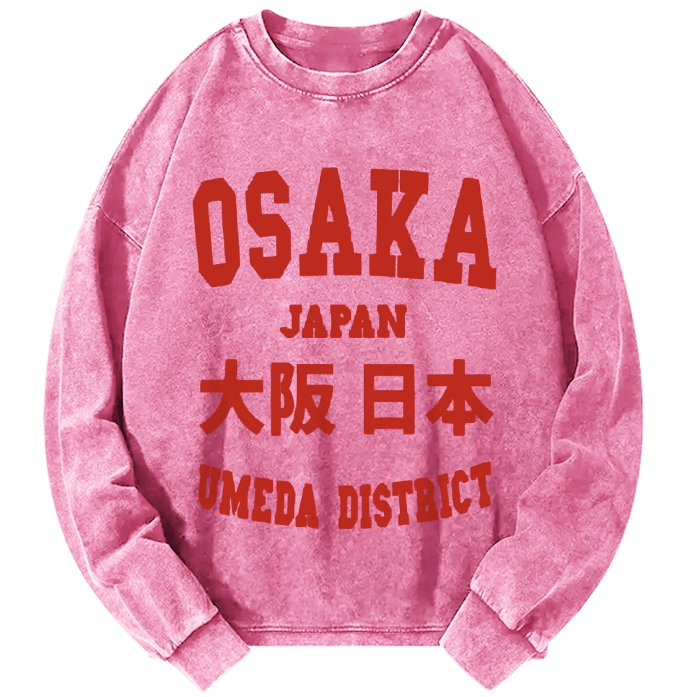 Unisex Osaka Japan Vintage Washed Sweatshirts