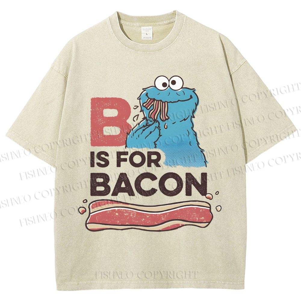 Unisex B Is For Bacon Cookie Monster Printed Washed Tee