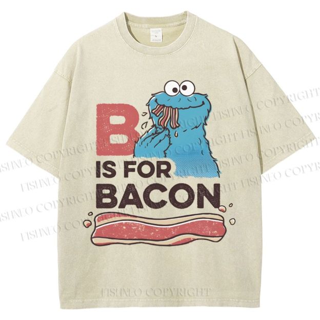 Unisex B Is For Bacon Cookie Monster Printed Washed Tee