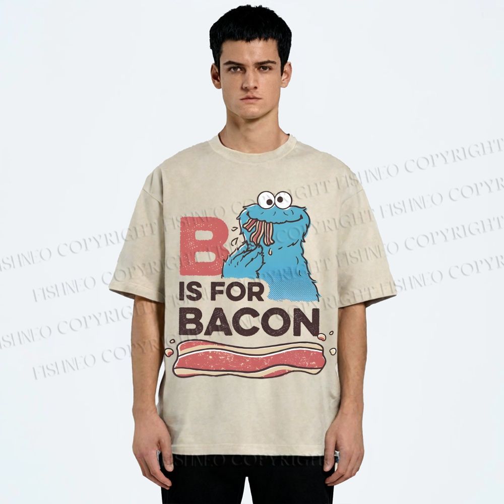 Unisex B Is For Bacon Cookie Monster Printed Washed Tee