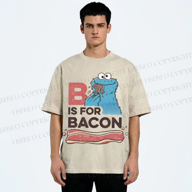 Unisex B Is For Bacon Cookie Monster Printed Washed Tee